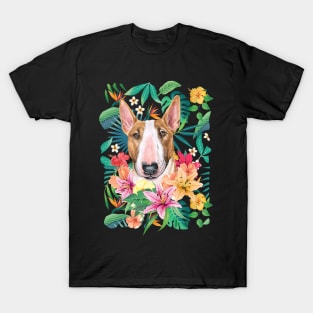 Tropical White and Tan Bull Terrier T-Shirt